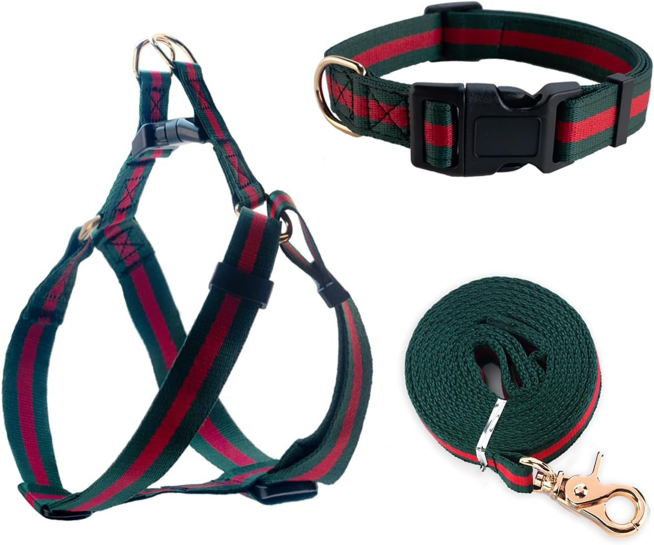 Premium and Stylish Dog Collar Harness and Leash,Soft Comfortable,Chest Adjustable Pet Harness,Luxury Fashion Dog Harness Leashes Set Gift for Puppy Small Dogs