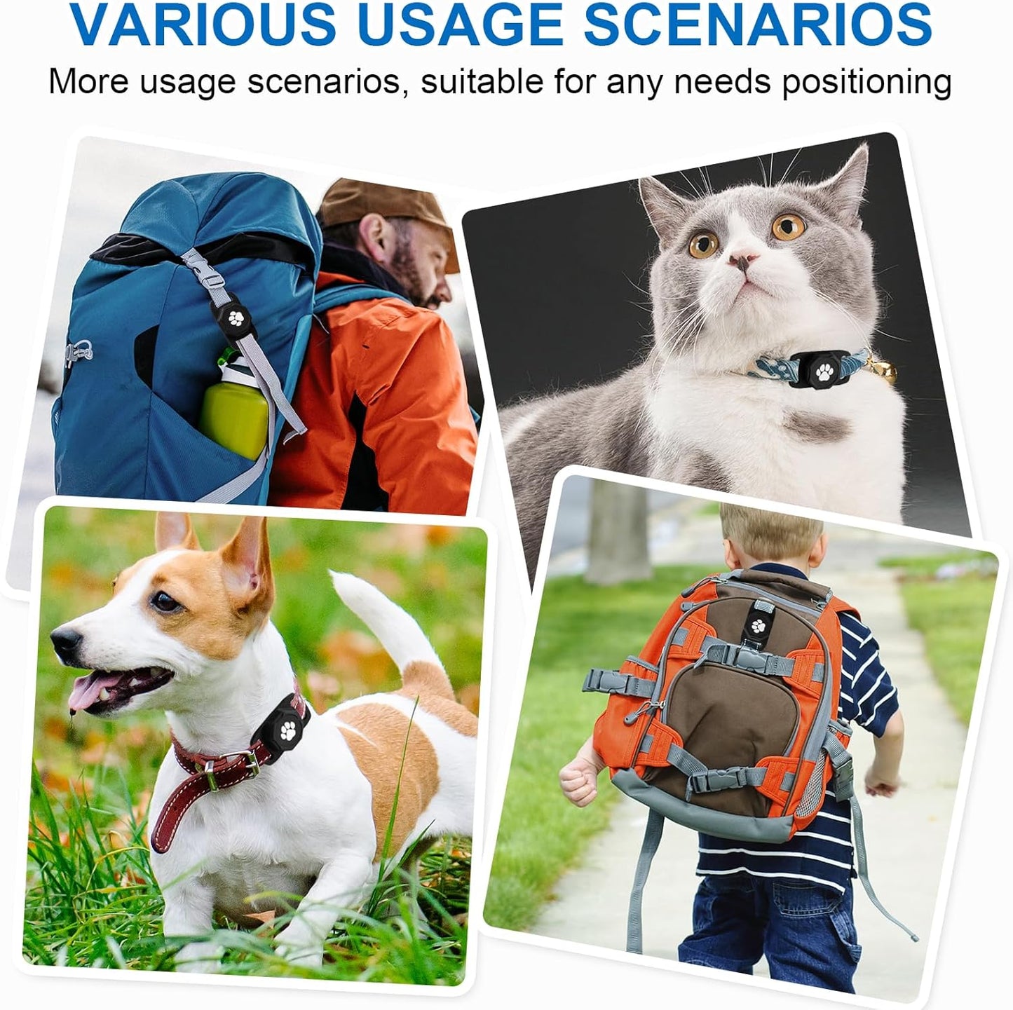 Smart Pet Tracker for Collar - Dog Trackers Pet Location Tracker with Holder, No Monthly Fee, Compatible with Apple Airtag Find My (Ios Only), Anti-Lost Tracking Device for Pets, Luggage, Bag Straps