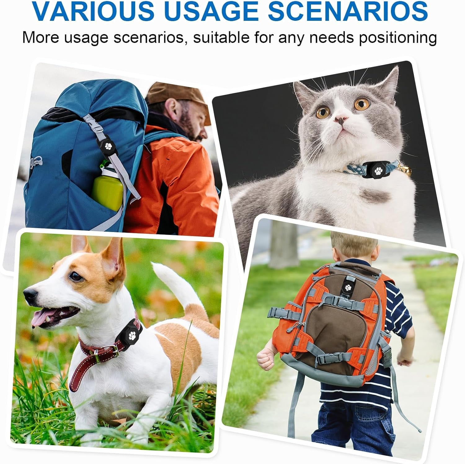 Smart Pet Tracker for Collar - Dog Trackers Pet Location Tracker with Holder, No Monthly Fee, Compatible with Apple Airtag Find My (Ios Only), Anti-Lost Tracking Device for Pets, Luggage, Bag Straps