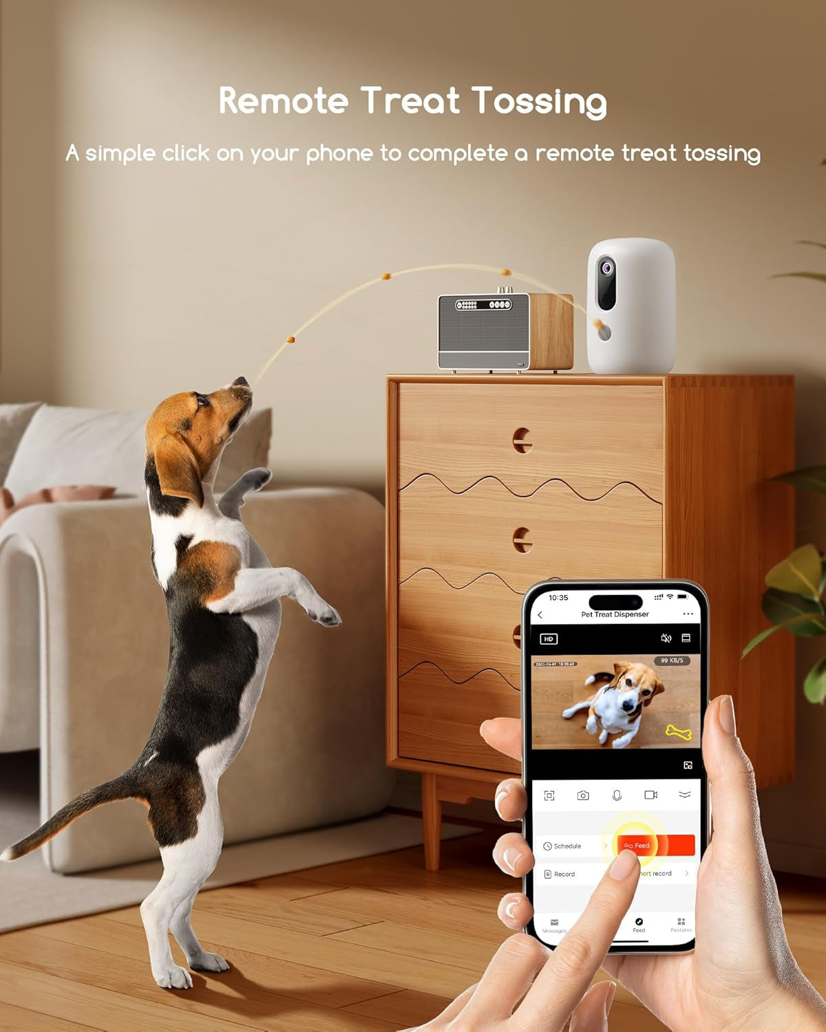 2K Pet Camera with Treat Dispenser, 5G Wifi Dog Camera with Speaker, Phone App, 2-Way Audio, Night Vision, Motion Alerts for Treat Tossing and Monitoring Your Pet Remotely