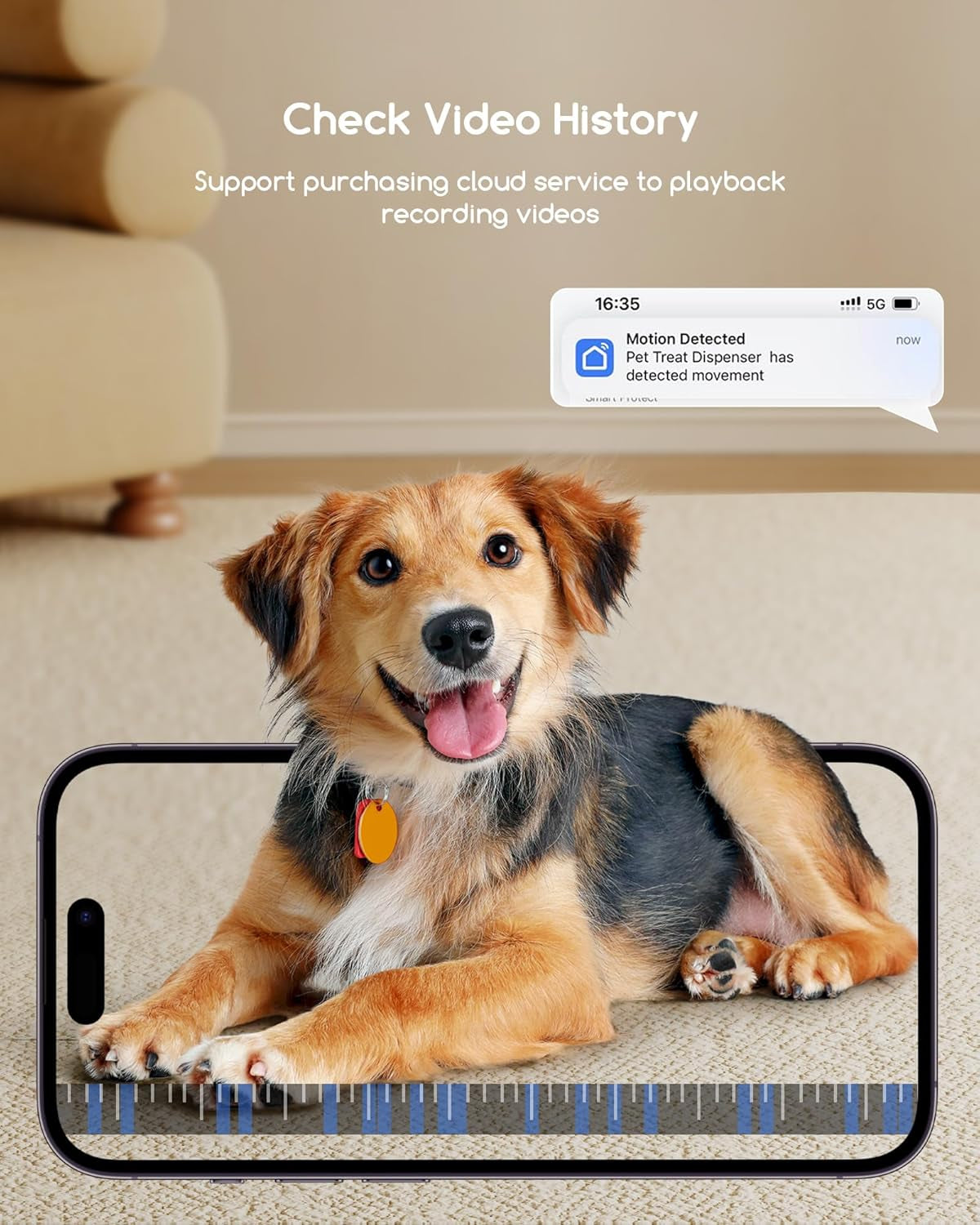 2K Pet Camera with Treat Dispenser, 5G Wifi Dog Camera with Speaker, Phone App, 2-Way Audio, Night Vision, Motion Alerts for Treat Tossing and Monitoring Your Pet Remotely