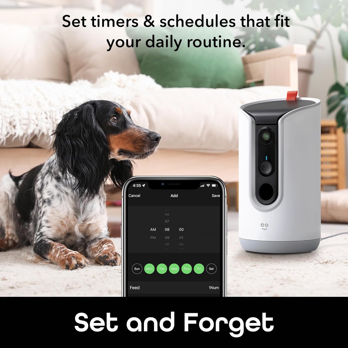 Pet Treat Dispenser with Camera - 2K HD Wifi Enabled, Dog and Cat Automatic Smart Feeder, Two-Way Audio, Night Vision, Auto-Follow, Remote Access with App, Alexa and Google Compatible, White