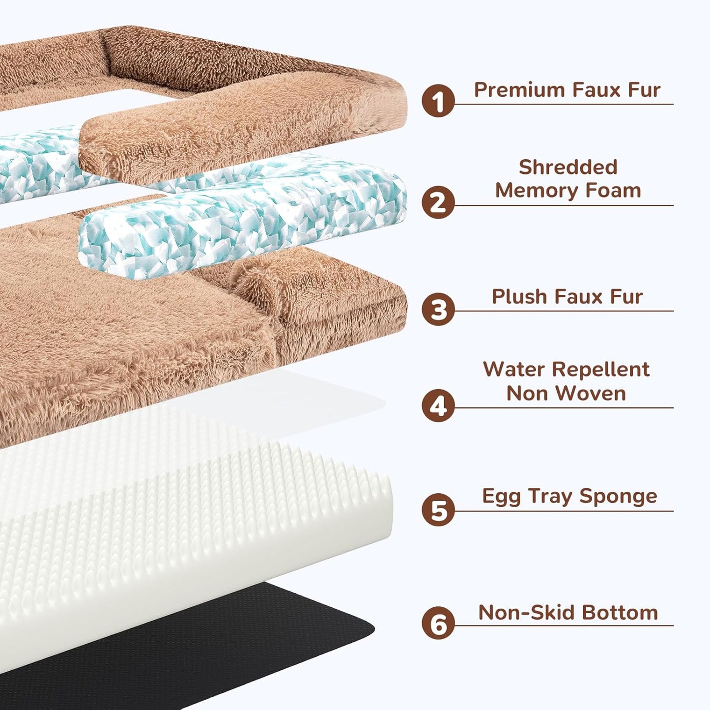 57" Foldable Human Dog Bed for Kids, Fluffy Faux Fur, Orthopedic Washable Dog Bed with Memory Foam and Water Repellent Liner Thick for Pet Installation Free