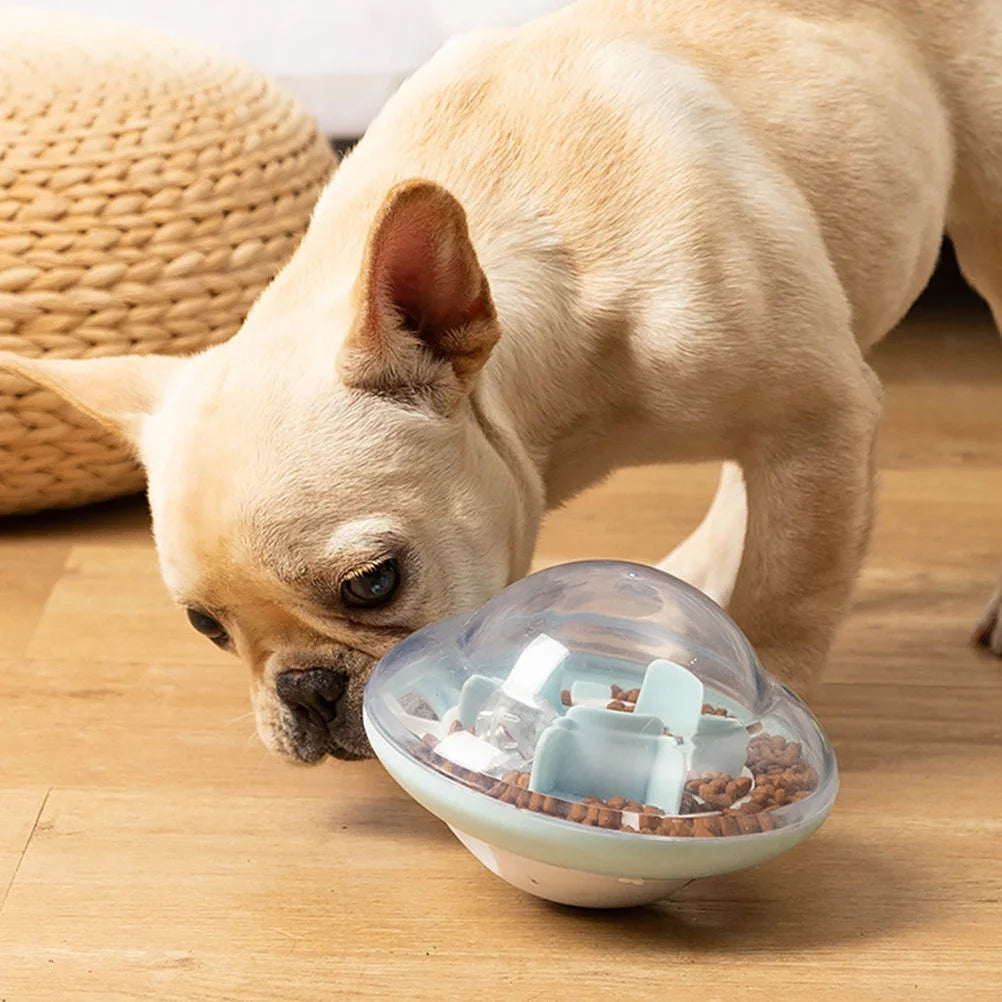 Ufo Shaped Slowing Feeding Ball Pet Supplies Blue for Pet Use