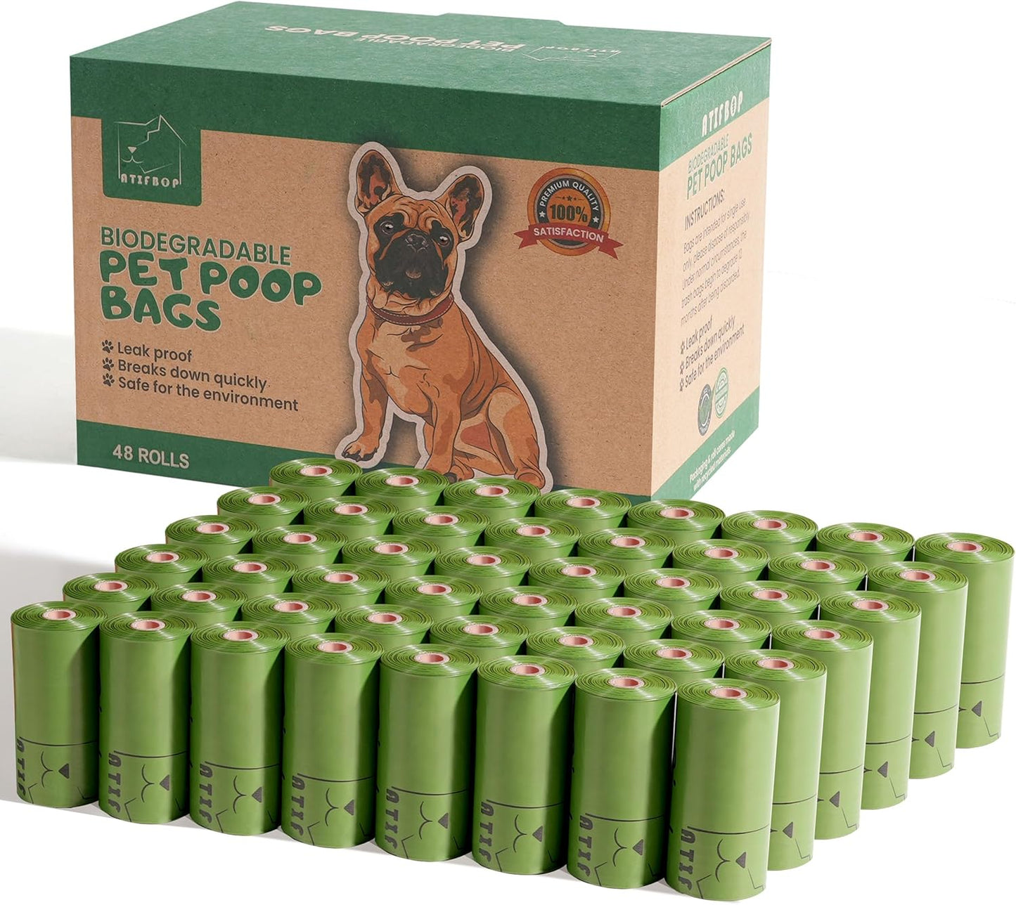 Biodegradable Dog Poop Bags 150 Count 10 Rolls with Dispenser, Thicken and Leak Proof Poop Bag Holders for Leashes(Scented)
