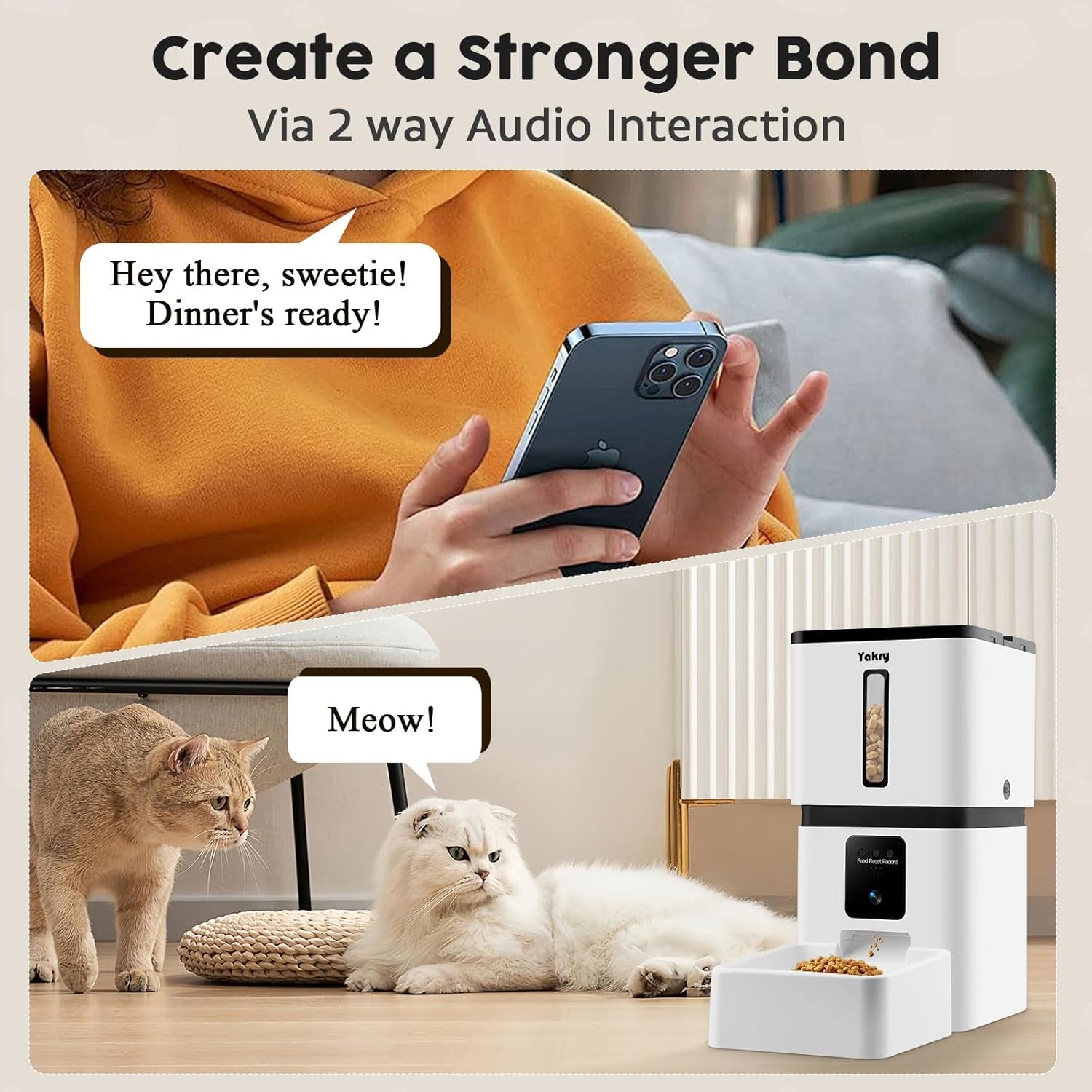 Automatic Dog Feeder with Camera Wifi: 33 Cups 5G App Control Easy Setup Cat Food Dispenser - HD 1080P Video Recording Timed Pet Feeder for Cat Dog Small-Pet