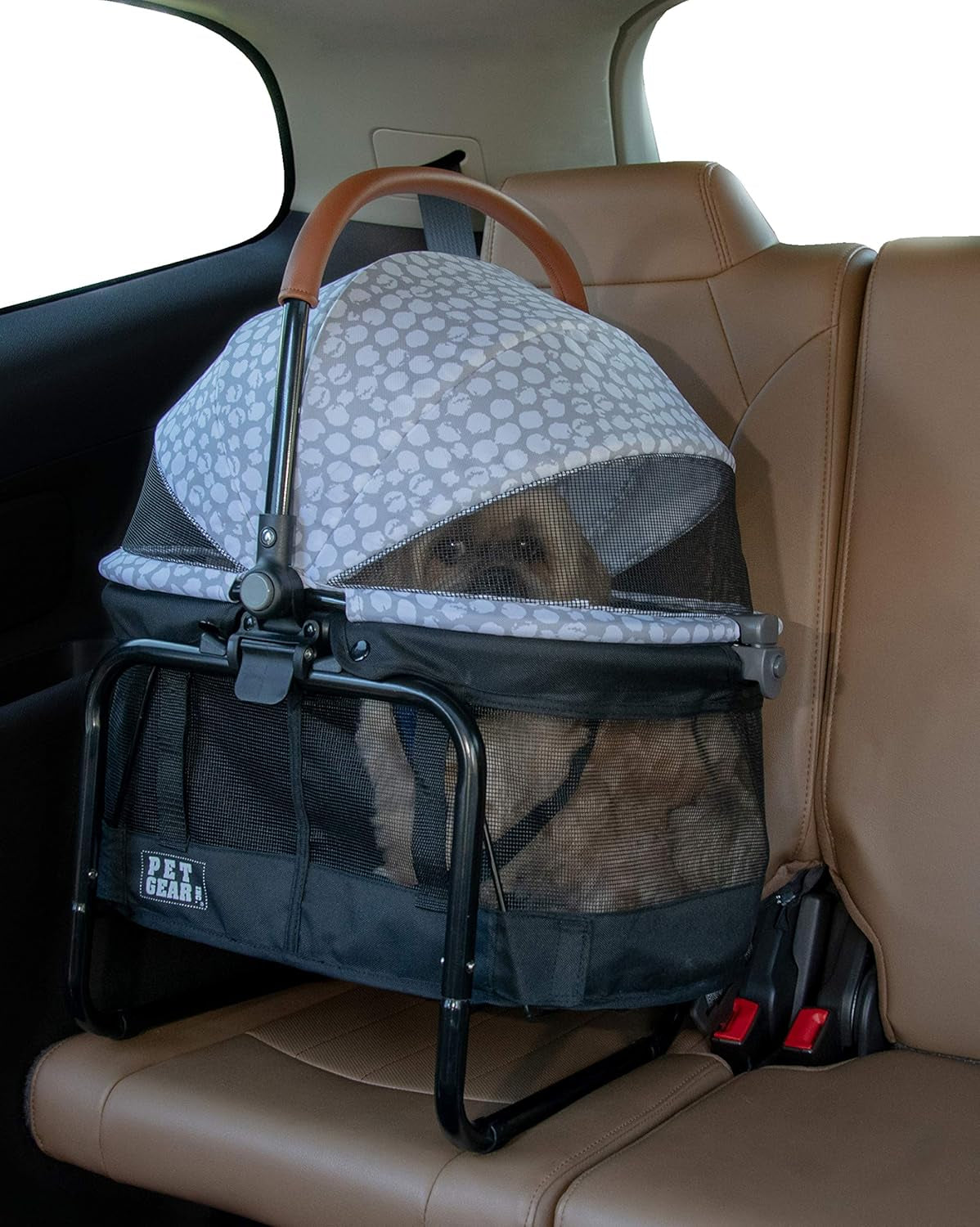 No-Zip View 360 Pet Carrier & Car Seat with Booster Seat Frame for Small Dogs & Cats, Mesh Ventilation, Push Button Entry, No Tools Required, Onyx