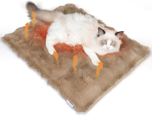 Self Warming Cat Bed, Self Heating Cat Mat & Warming Pad with Plush Fleece 25"X20", Washable Cover, Non-Slip – Indoor Heated Cats Pad for Kittens, Small Dogs & Senior Pets
