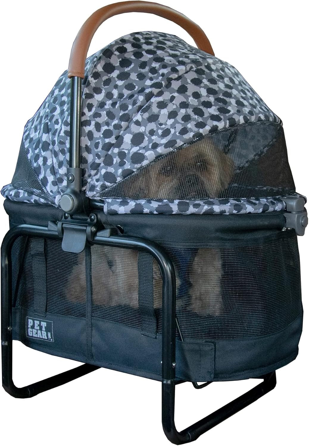 No-Zip View 360 Pet Carrier & Car Seat with Booster Seat Frame for Small Dogs & Cats, Mesh Ventilation, Push Button Entry, No Tools Required, Onyx