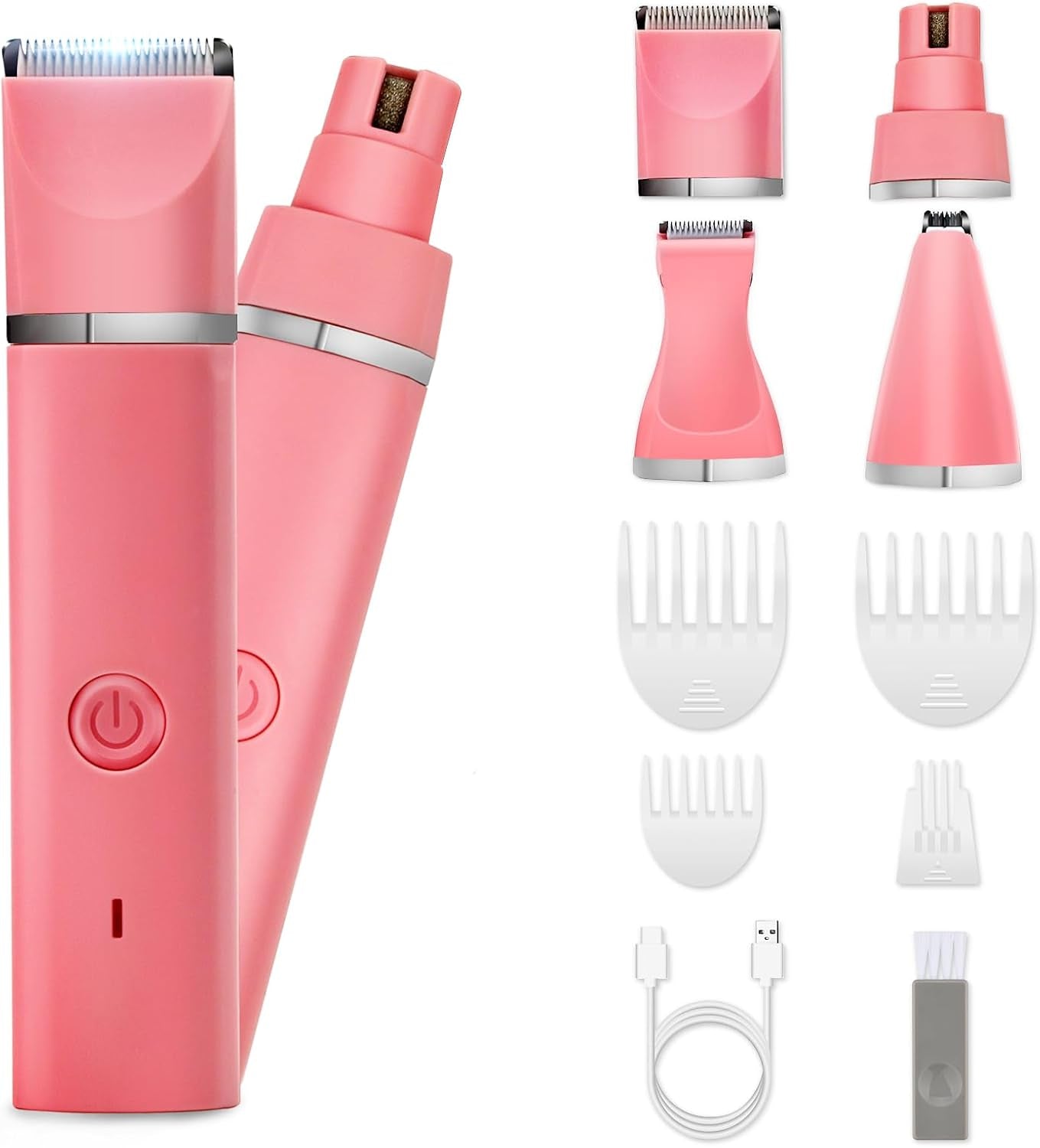 Dog Clippers Grooming Kit Hair Clipper-Low Noise Paw Trimmer- Rechargeable - Cordless Quiet Nail Grinder Shaver for Cats and Other Pets